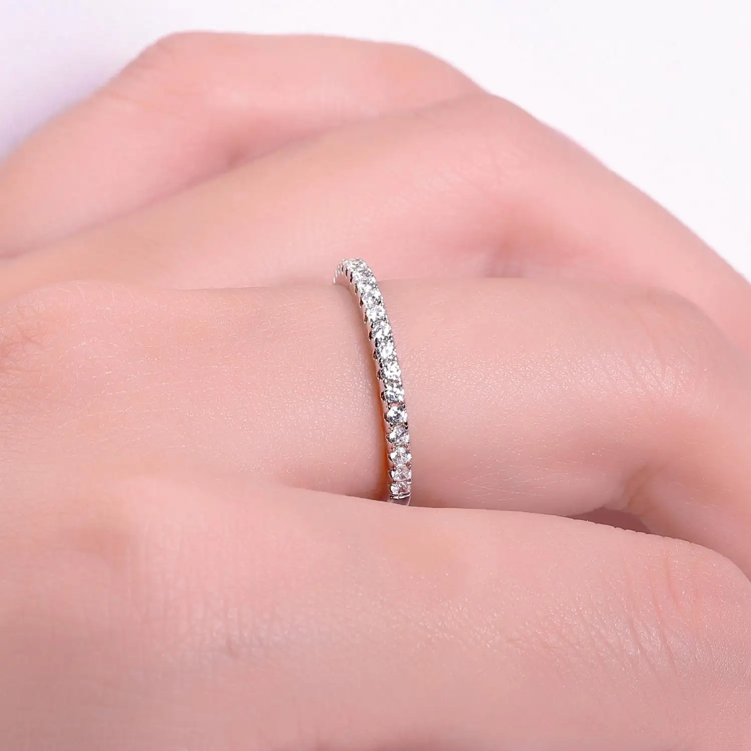 GEM'S балетные 925 пробы серебро 1.0Ct 6,5 мм EF Цвет Круглый Муассанит 3 группы Solitaire набор обручальное кольцо для женщин ювелирные изделия