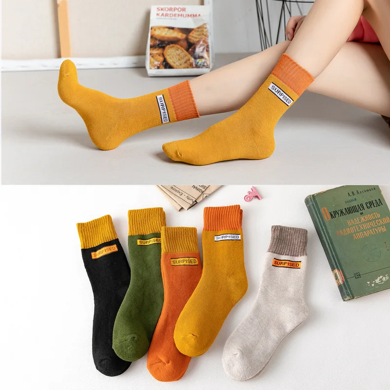 Женские носки; Новинка; сезон осень-зима; носки-тапочки; теплые модные короткие женские носки; уличная одежда; женские носки с надписями для студентов
