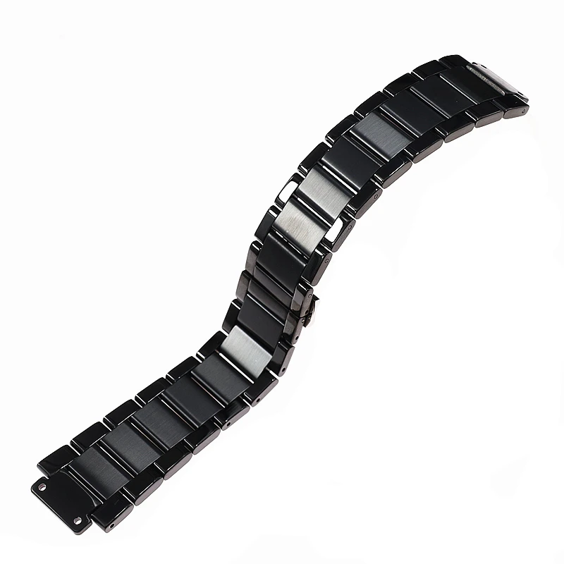 Черный 27mm stainless steel strap silver black gold rose gold for HUBLOT watch bracelet big bang classic fusion series 45mm watchbands - Цвет ремешка: Черный