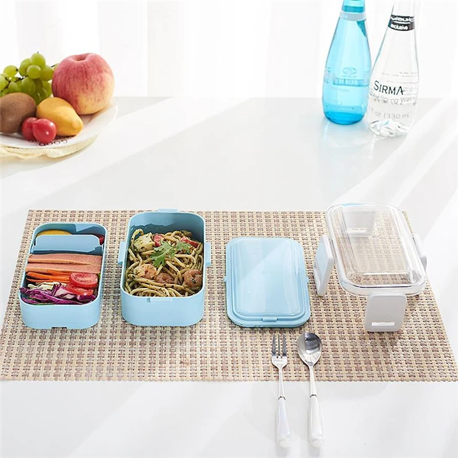 

10pcs Student Nordic Lunch Box for Kid Eco-Friendly Food Container Storage Microwavable Bento Boxes 2 Layer