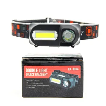 

New Mini portable outdoor camping XPE+COB LED headlight emergency head-mounted flashlight with USB charging headlight flashlight