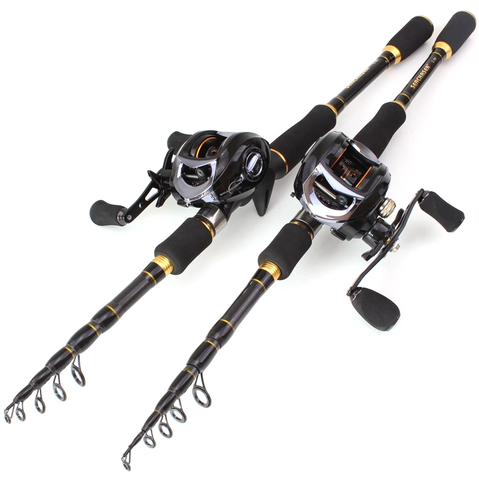 

NEW 1.8M 2.1M 2.4M 2.7M Red lure Casting Rod and Casting Reels Set carbon lure fishing pole telescopic Trout rod lure