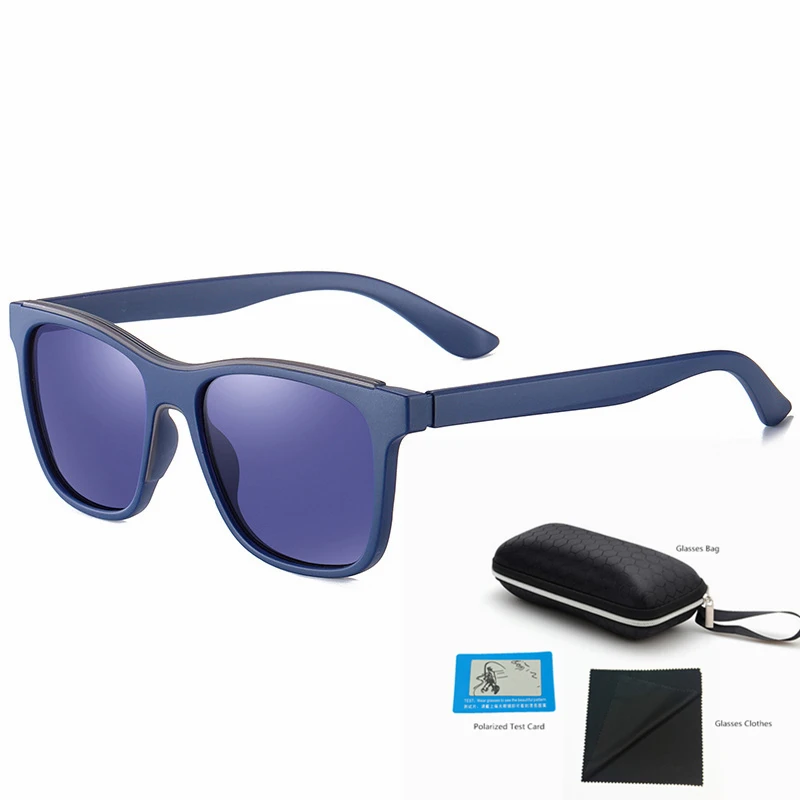 NYWOOH, мужские солнцезащитные очки, классические, брендовые, поляризационные, солнцезащитные очки, Ретро стиль, для путешествий, вождения, очки, UV400 - Цвет линз: Синий