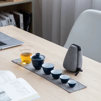 

Tea Set Portable Travel Ceramic Tea Set with Portable Travel Bag for Home Party Office J99Store