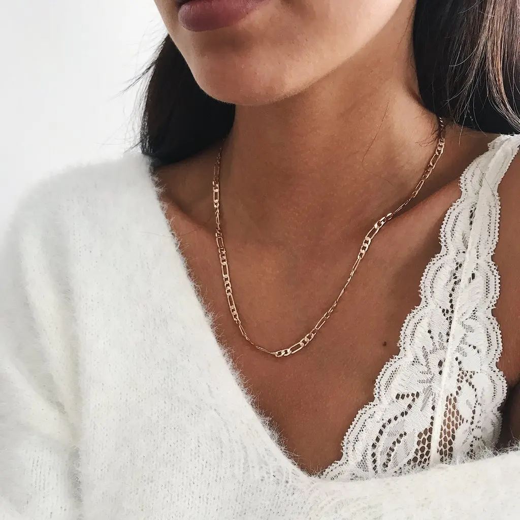 Simple Figaro Chain Necklace For Women 