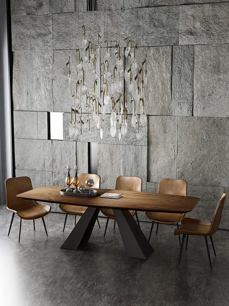 Модный дизайн, обеденный стол, мебель, деревянный верх с металлическим основанием