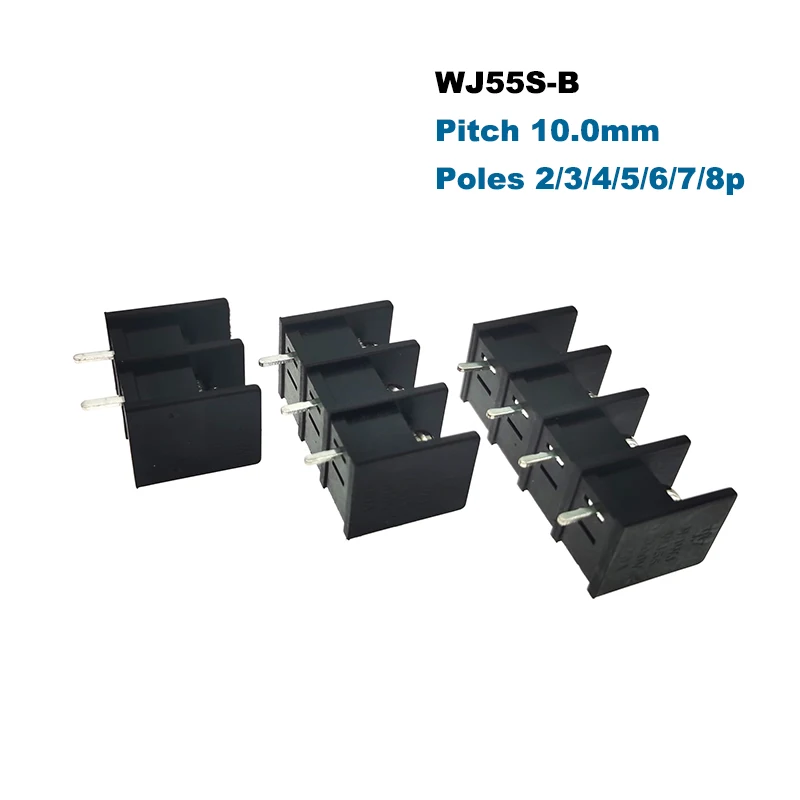 피치 10mm 배리어 스크류 PCB 단자대 55S-B 스트레이트 2/3/4/5/6/7/8P morsetiera 와이어 케이블 커넥터 Bornier 20A, 2 개