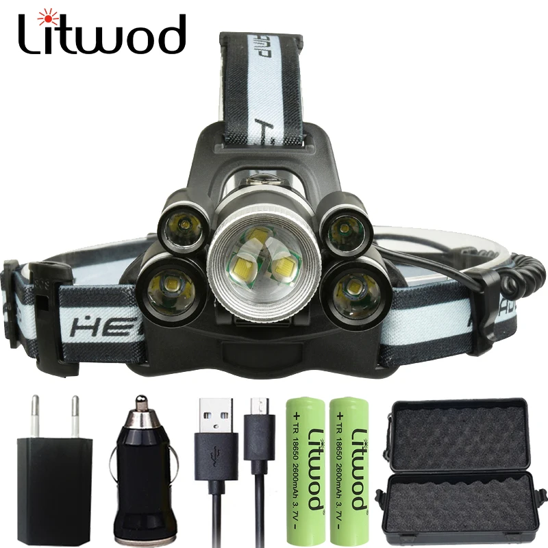 Litwod z202508 XHP70 налобный фонарь 20000 люмен против чипов 5 * T6/2 XPE светодиодный