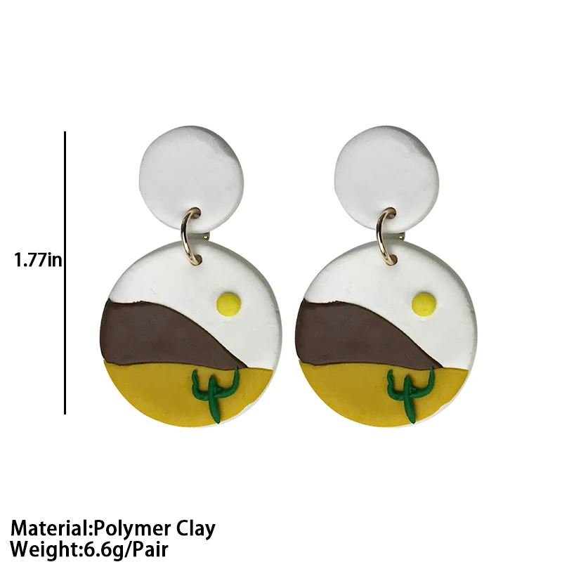 Gold Cacti & clay dangles polymer clay earrings