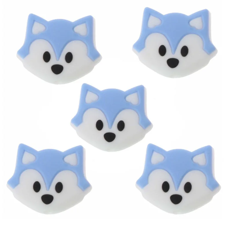 10-Blue 5 шт., силиконовые бусины, панда, автобус, мини, Лев, Мультяшные животные, Детские Прорезыватели, аксессуары для зубов, ожерелье, Пищевая силиконовая Прорезыватель - Цвет: 10-Blue