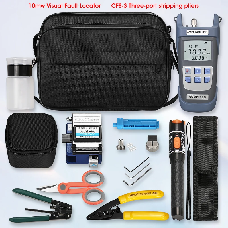 FTTH Fiber Optic Tool Kit with Fiber Optica Power Meter and 10mW Visual Fault Locator AUA-6S FTTH tool