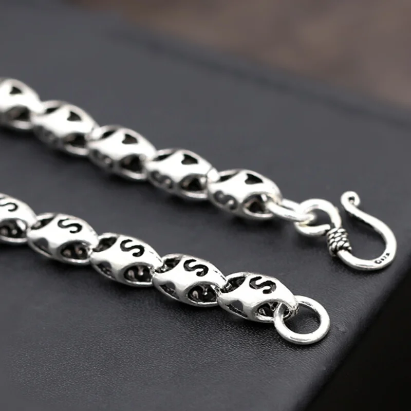 Genuine Solid Sterling Silver Thai Silver Links Chain Men's Necklace 4mm 18"-32" 