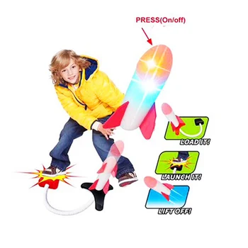 

Adjustable Air Pressed Rocket Kids Toy Launcher Step Pump Children's Foot Toy Rocket with LED Outdoor Light Parents Children