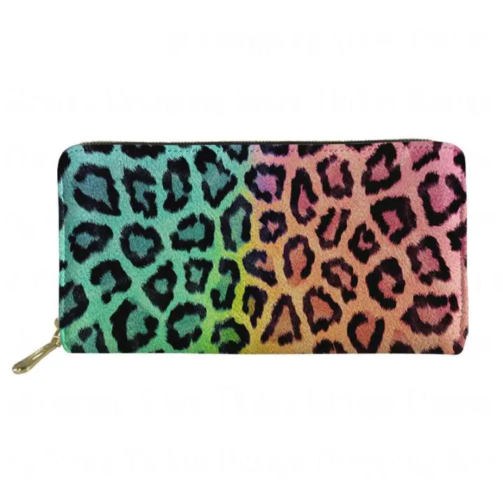 Wallet Women Leather Fashion Gradient Leopard Printing Cluth Purse with Coin Pocket Busniess Femme Wallets Carteras 2021