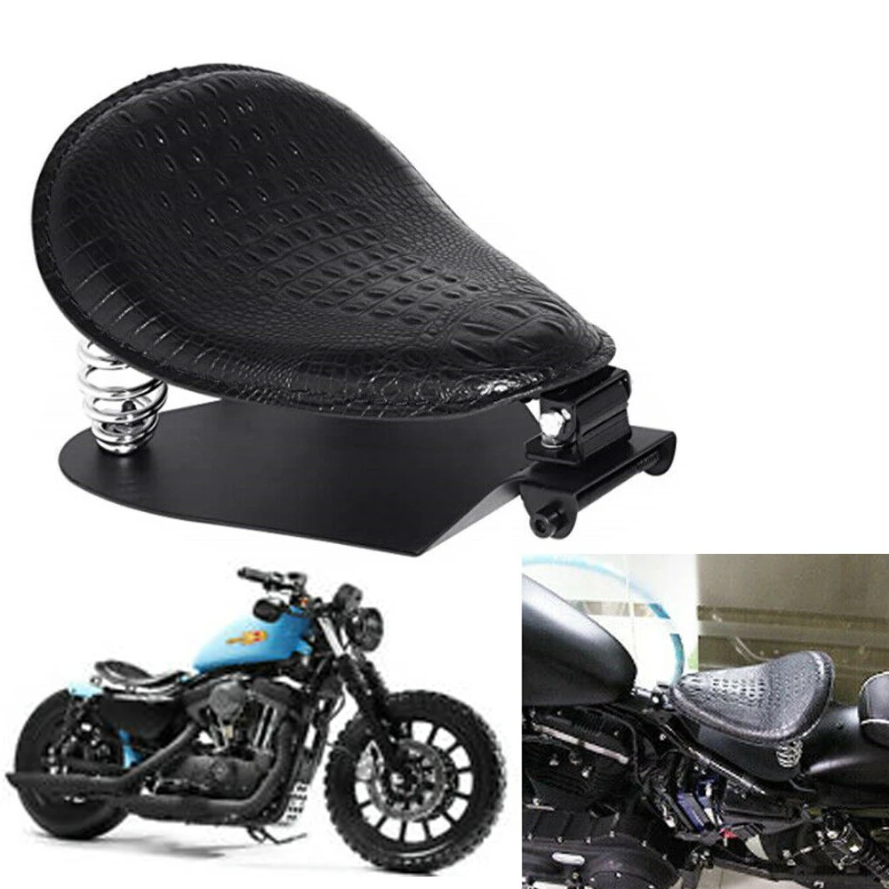 Alligator Leather Solo Driver Seat Spring Bracket Kit For Harley Chopper Bobber