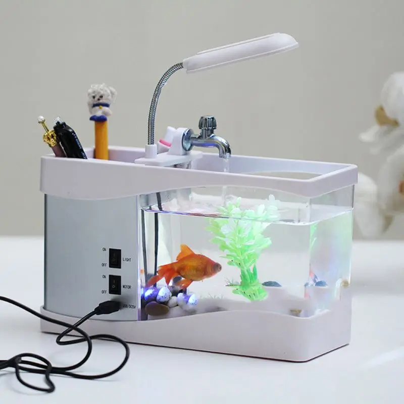 Многофункциональные USB мини аквариумные настольные часы светодиодный аквариум аквариумные с ЖК-дисплеем экранные часы