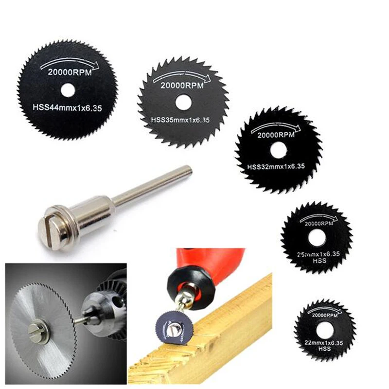 

6pcs Mini Circular Saw Blade Set HSS Cutting Disc Rotary Tool Accessories Compatialble for Dremel - Wood Plastic Aluminum
