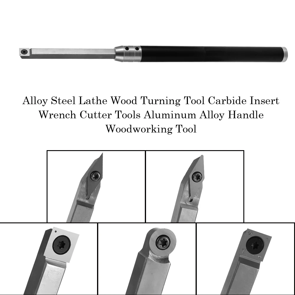 

Hot Alloy Steel Lathe Wood Turning Tool Carbide Insert Wrench Cutter Tools Aluminum Alloy Handle Woodworking Tool