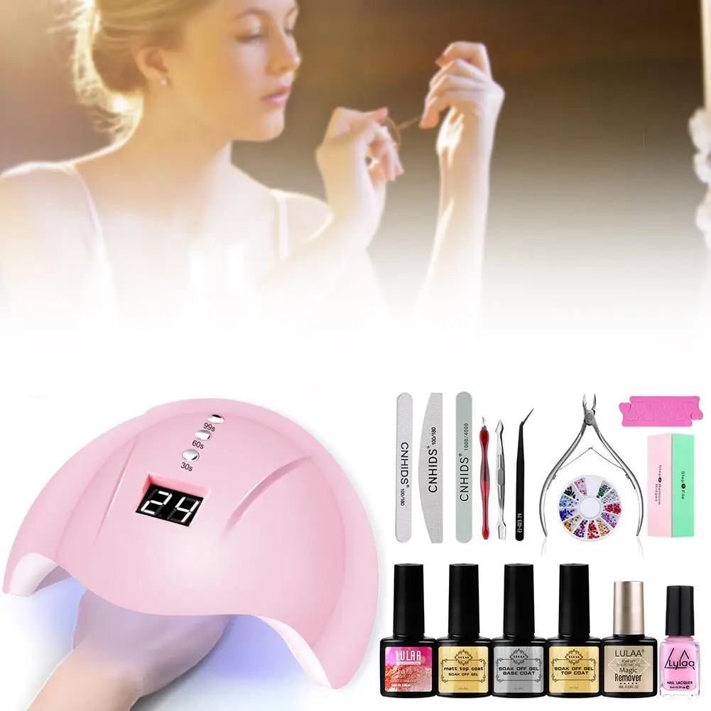 

33PCS Nail Polish Glue Set UV/LED Nail Phototherapy Lamp Complete Kit For Beginners Beautiful Color Practical Quick Delivery