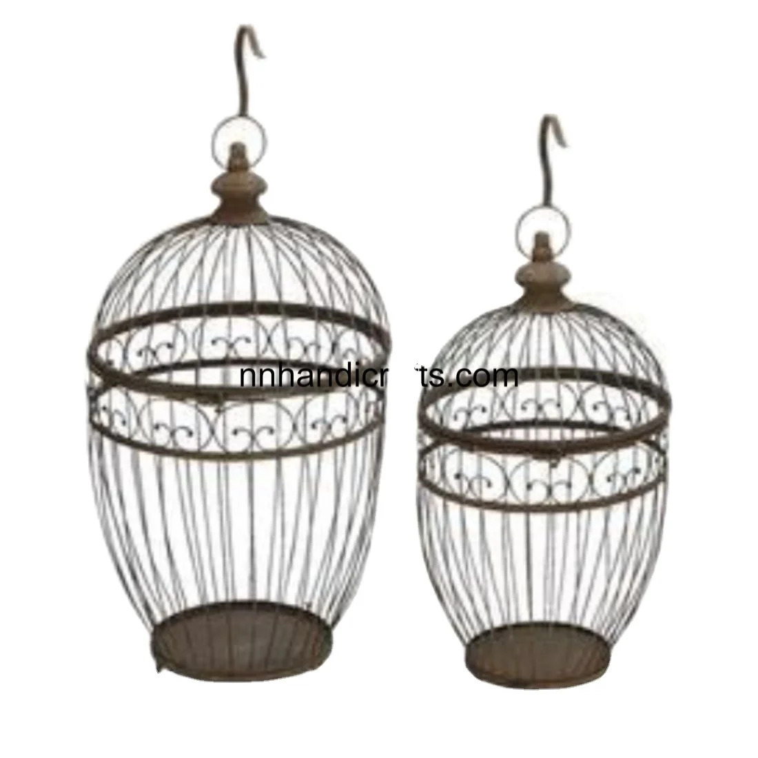 Jaula Redonda De Metal Para Aves De Corral, Pinzon De Lujo Con Recubrimiento De Polvo Negro, Hierro, P Jardin, Venta Interior