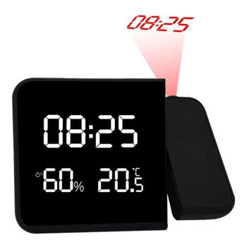 

White Alarm Clock USB data cable Temperature Humidity Multi functional