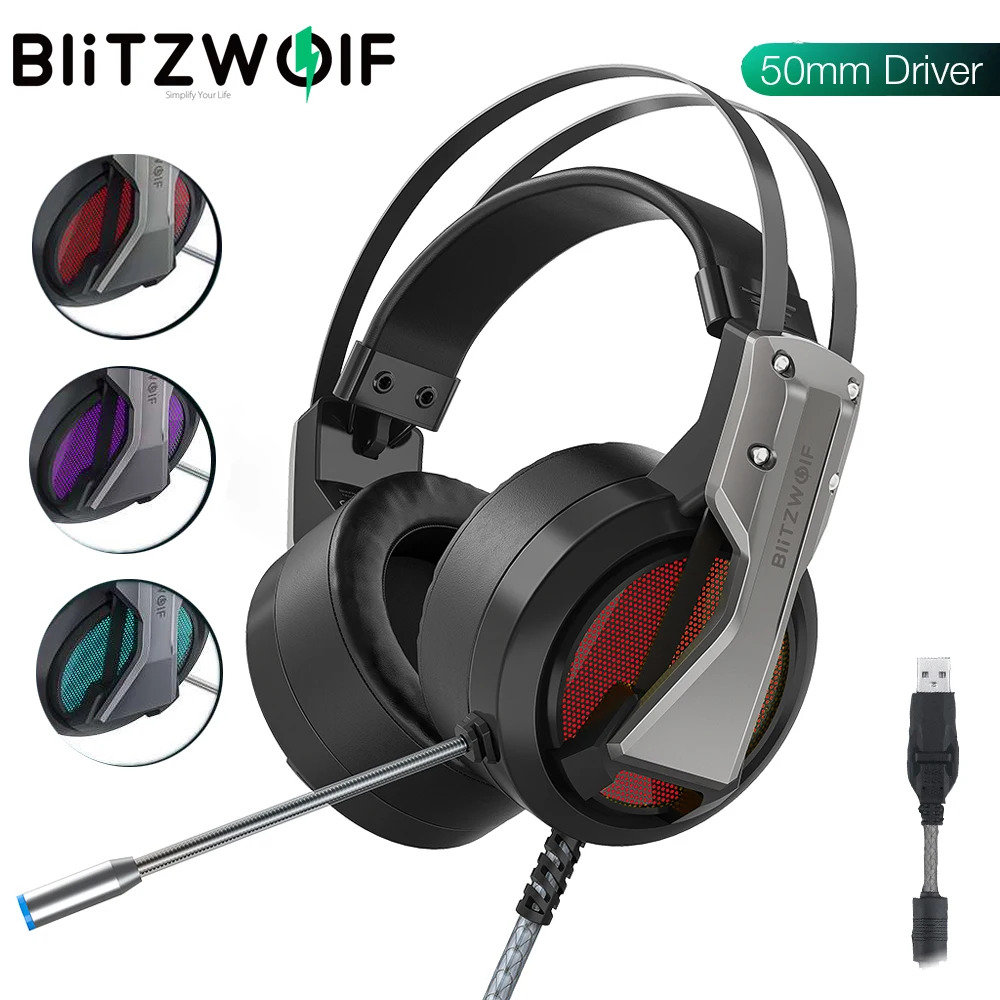 BlitzWolf BW GH1 Gaming Headset with Microphone 7.1 Surround Sound Noise Isolating Game Wired Headphones Gamer for PC for PS4|Headphone/Headset| -…
