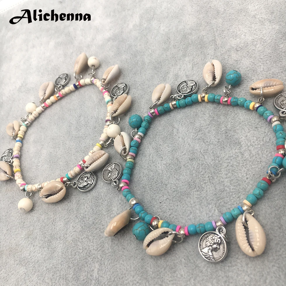 

Statement Bohemian Natural Stone Shell Beads Anklet Conch Beach Charms Boho Handmade Seashell Anklets for Women Foot Bracelet