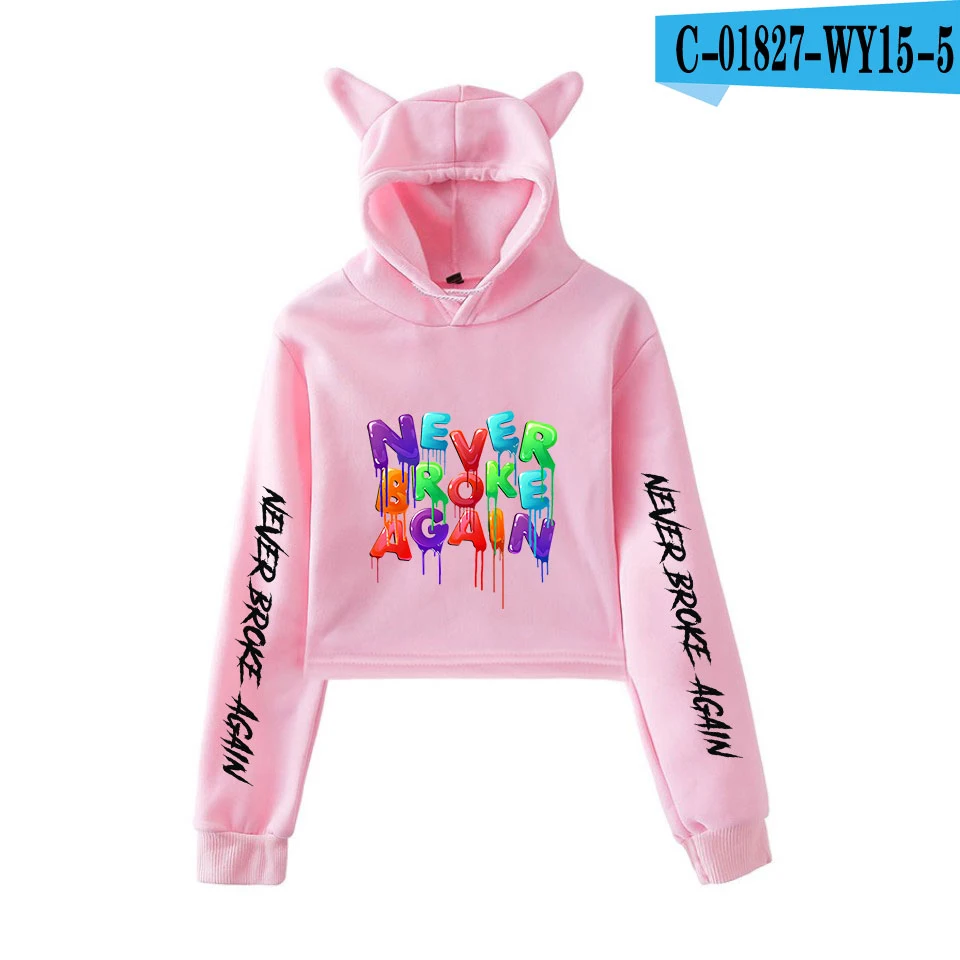 pink YoungBoy Never Broke/толстовка с кошачьими ушками, новинка, распродажа, качественный свитер, пуловеры, милые корейские худи, повседневные розовые Топы - Цвет: pink
