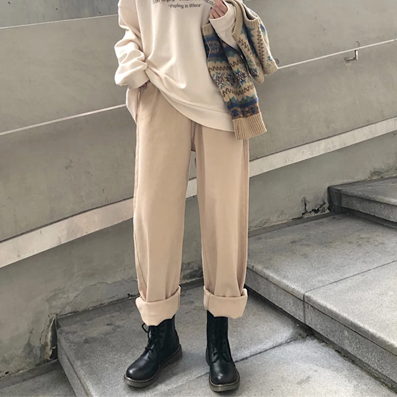 Koop BGTEEVER Vintage Jeans voor Vrouwen Denim Jeans Hoge Taille Rechte Vrouwen Jeans Herfst Winter Losse Vrouwelijke Lange Broek Broek 2019