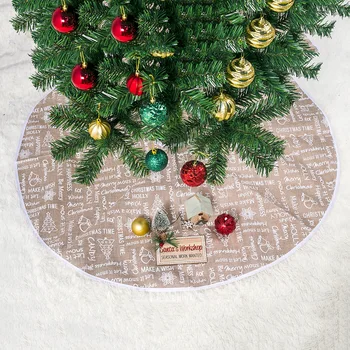 

60cm 80cm100cm Christmas Tree Skirt Cloth Letter Printing Christmas Tree Dress Tree Skirt Apron Party Decoration Floor Mat Cover