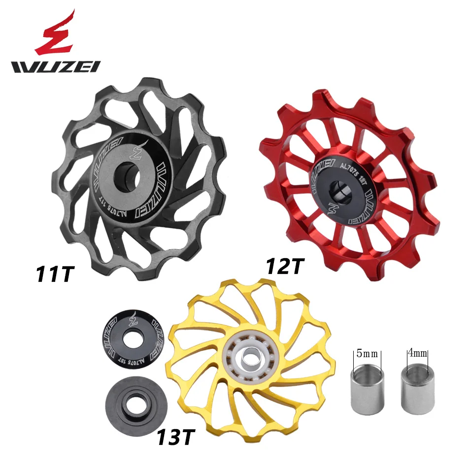 2 шт. WUZEI задний натяжной шкив ролик 11 T/12 T/13 T керамический подшипник MTB/дорожный велосипед Алюминиевый сплав направляющий ролик