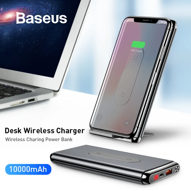 Baseus 10000mAh QI Wireless Charger Power Bank For iPhone Samsung PD + QC3.0 Fast Charging USB Powerbank External Battery Pack