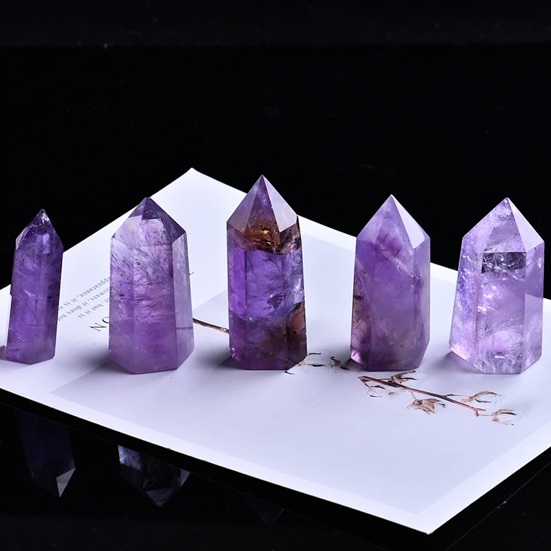 1PC de amatista Natural hexagonal de punto de cristal ornamento Mineral energesis varita sanación decoración de hogar familiar regalo DIY