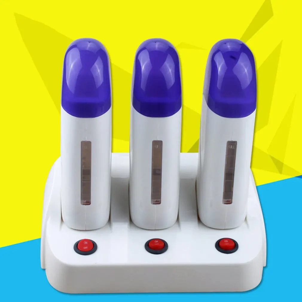 

Wax Warmer heater hair removal device Three Heads Depilation Machine Hands Body Therapy Heating Depilatory Razor Blade Mini