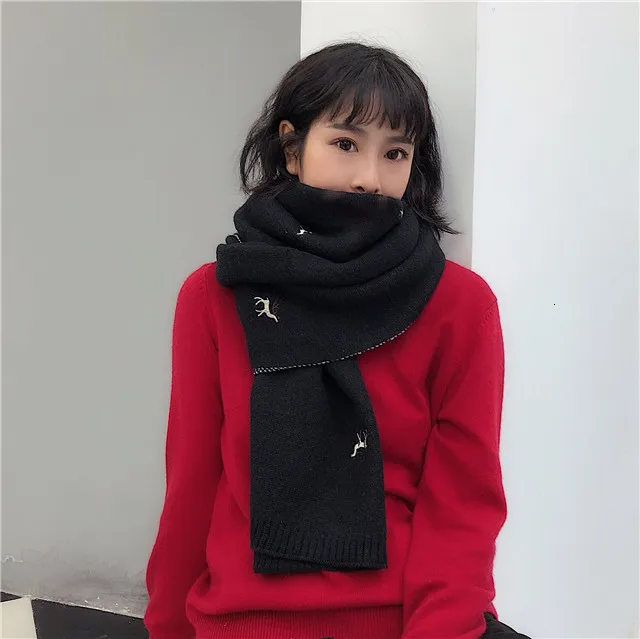 [EAM] Women Multicolor Long Red Pattern Knitting Keep Warm Scarf New Long Personality Fashion Tide Autumn Winter 1H288