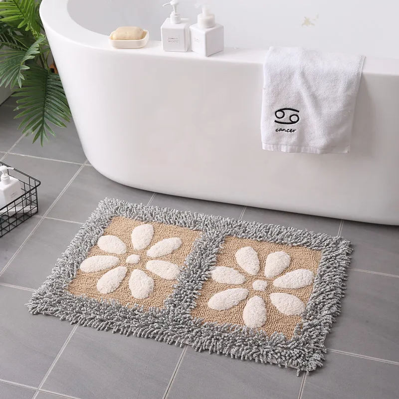 Clearance Bathroom Rug Flower Living Room Carpet Handmade Area Rug Cotton  Doormat Floral Floor Mat Chenille Alfombra Decor 50x80 - AliExpress