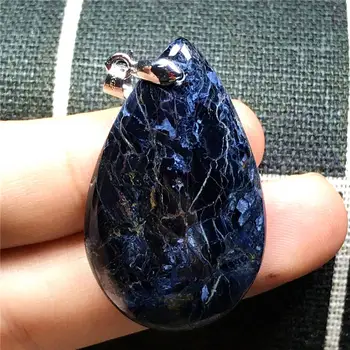 

Top Natural Blue Pietersite Necklace Pendant For Woman Man Crystal 38x23x6mm Beads Water Drop Namibia Energy Stone Jewelry AAAAA