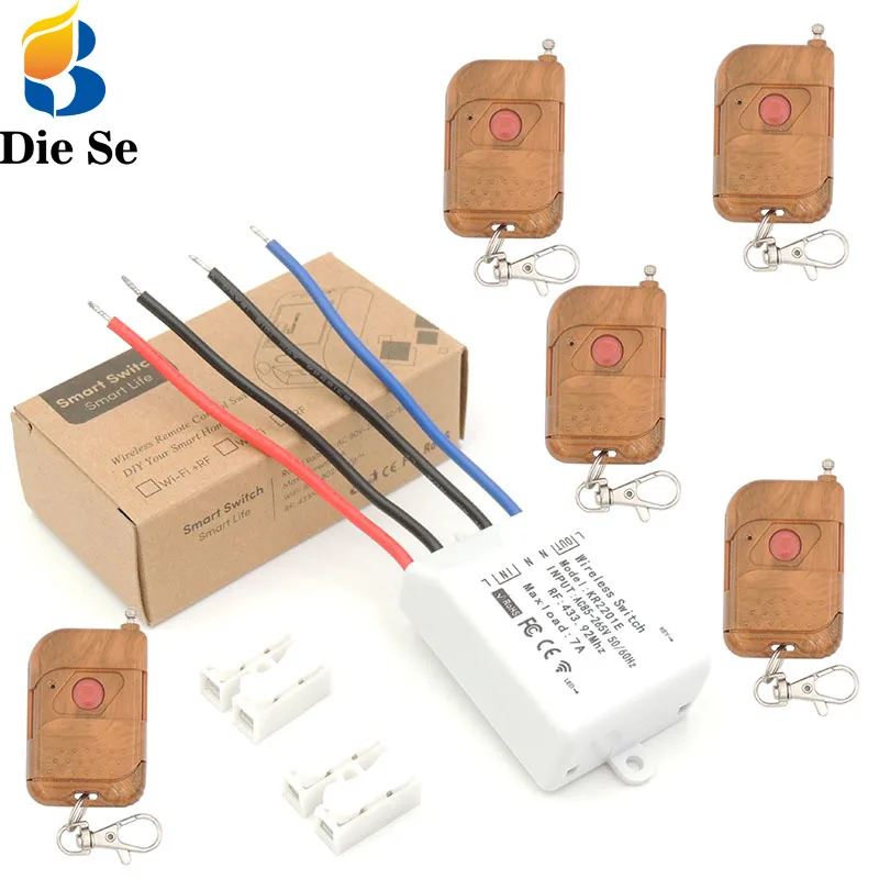 

433 mhz rf Relay LED Lighting Switch Universal Wireless Remote Control AC 110V 220V 7A 1 gang for Lamp and Door Security System