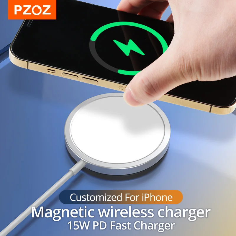 PZOZ 15W Qi Magnetic Wireless Charger For iPhone 12 Pro Max 11 Xs X PD Fast Charging For Airpos Pro Wireless Usb C Charger