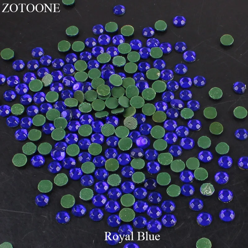 Железные стразы кристаллы горячей фиксации с плоской задней частью смешанные стеклянные стразы для дизайна ногтей розовые камни DIY для украшения одежды 1440 шт E - Цвет: Royal Blue