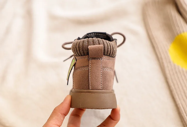 Winter New Children Flat with Boots Kids Fashion Non-slip Martin Boots Boys Girls Plus Velvet Keep Warm Boots