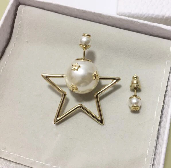 НОВЫЕ Изящные женские серьги с жемчугом, пятиконечная звезда, супер классический дизайн, классические аксессуары для ушей