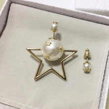НОВЫЕ Изящные женские серьги с жемчугом, пятиконечная звезда, супер классический дизайн, классические аксессуары для ушей