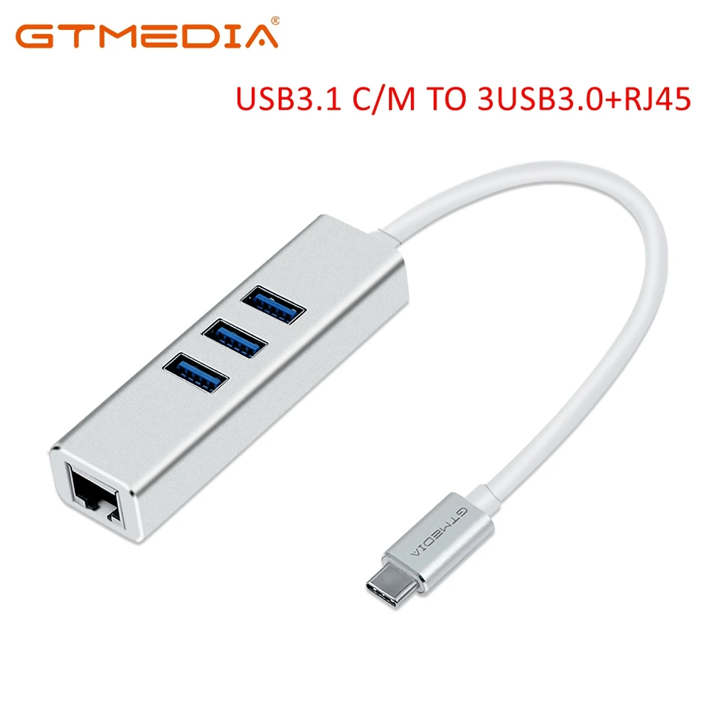 GTMEDIA Алюминий Тип Type-C USB 3 1 c/m для 3USB3.0 + RJ45 конвертер USB3.1 Поддержка 1000 м с USB3.0 Порты