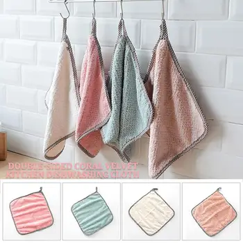 

Kitchen Towel Multifunction Coral Fleece Family Outdoor Barbecue Gift Kitchen Rag Dishwashing Towel Square Hotel Woman Durable