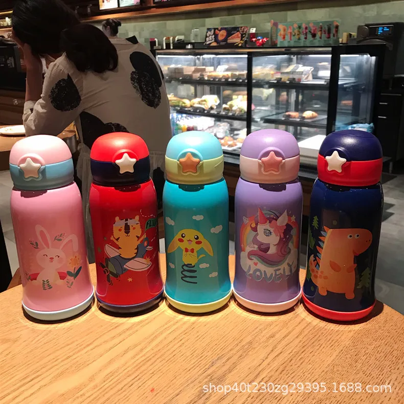 

Creative Children Pot Portable Cup with Straw Cartoon Glass Insulated Stainless Steel Bottle Star Cover Tape Cup Set
