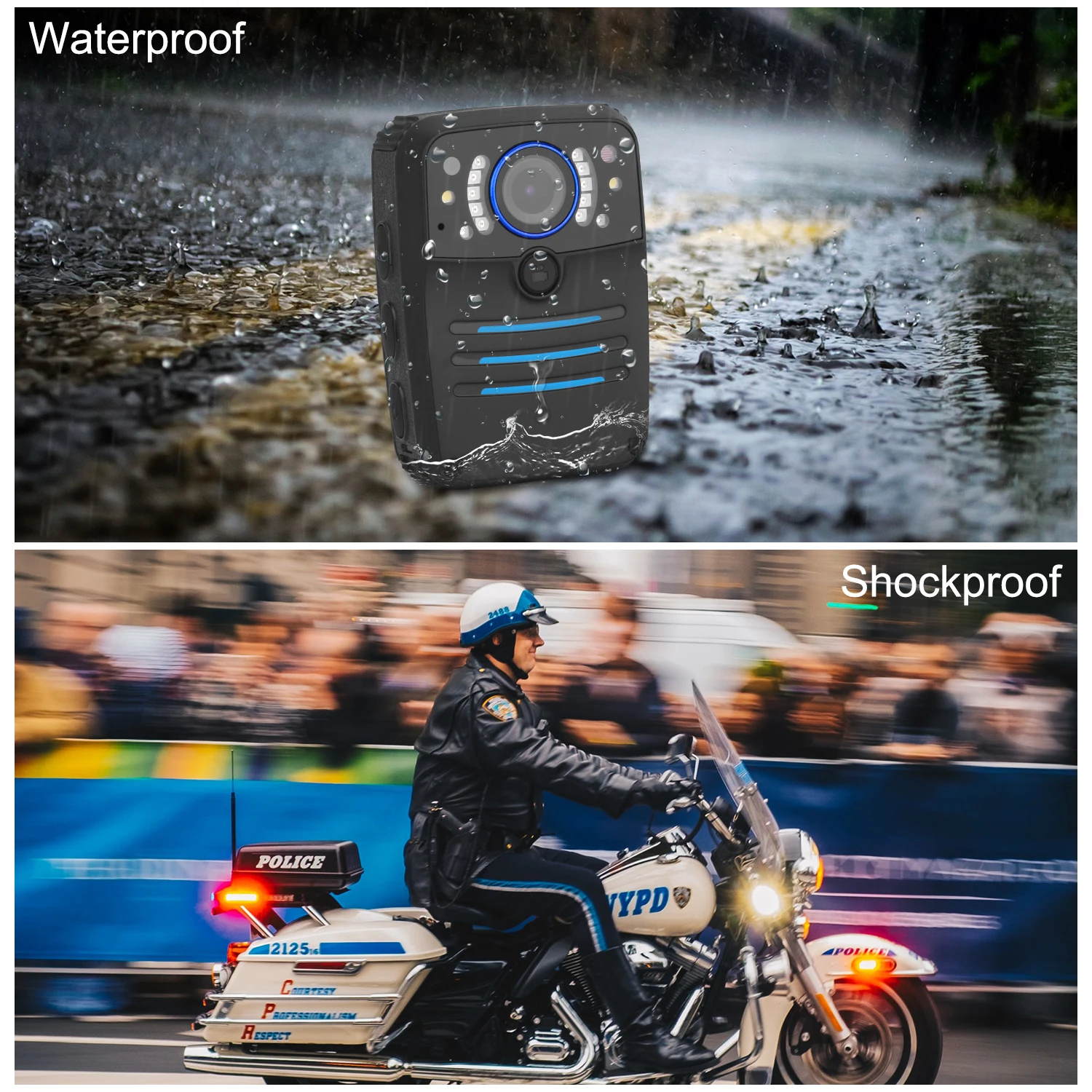 Police Body Camera Law Enforcement Records 1296P 30FPS 38MP Built-in 64GB Memory Security Guard Body Camera Night Vision