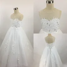 Платья с цветочным узором для девочек на свадьбу, кружевное платье с аппликацией, иллюзионное платье с открытой спиной и бисером для девочек на день рождения