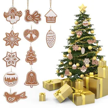 

11pcs Cartoon Animal Snowflake Biscuits Hanging Christmas Tree Ornament Handmade Cute Christmas Tree Decorations for Home Gift
