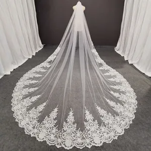 Длинная кружевная свадебная вуаль, 3,5 м, 1 слой